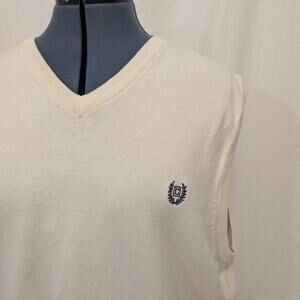 Cream White Sweater Vest 100% Cotton, Size L